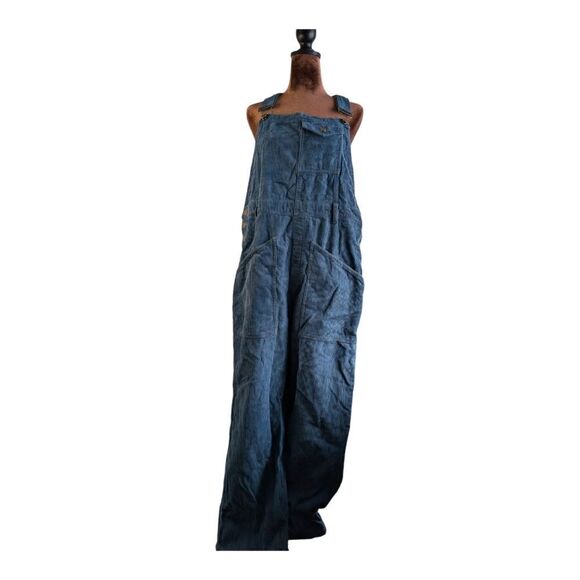 Urban Outfitters wide leg 💯  cotton corduroy overalls size L dungarees b - Picture 3 of 16